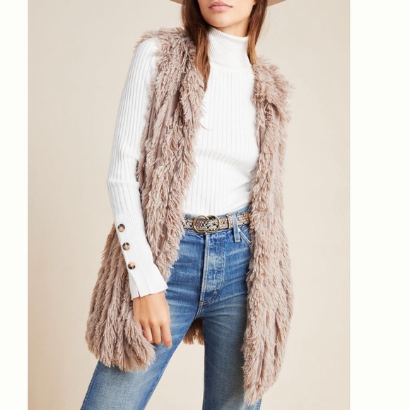 Greylin Faux Fur / Faux Feather Long Vest - so soft! - Picture 5 of 16